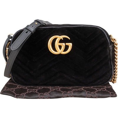 Gucci Chevron Velvet Marmont GG Crossbody Bag