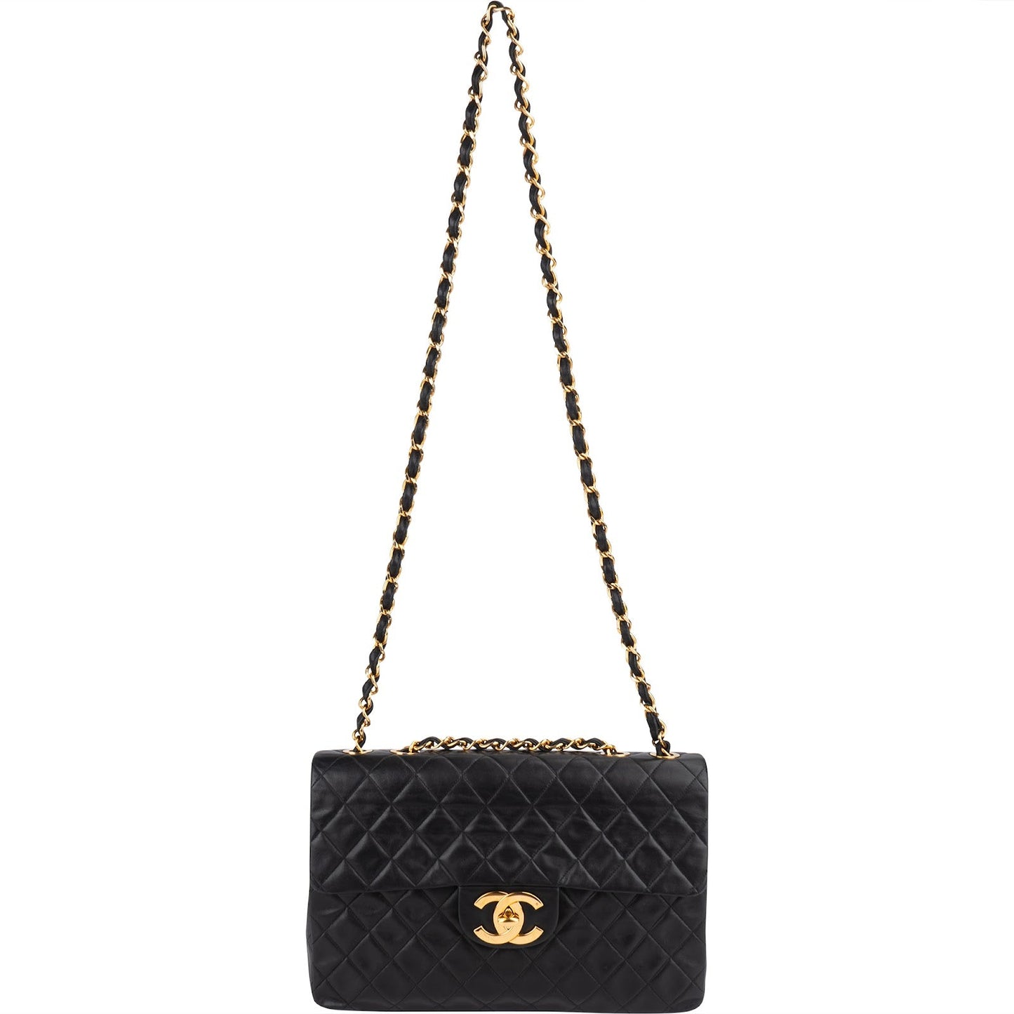 Chanel Quilted Lambskin 24K Gold Maxi Single Flap Crossbody Bag