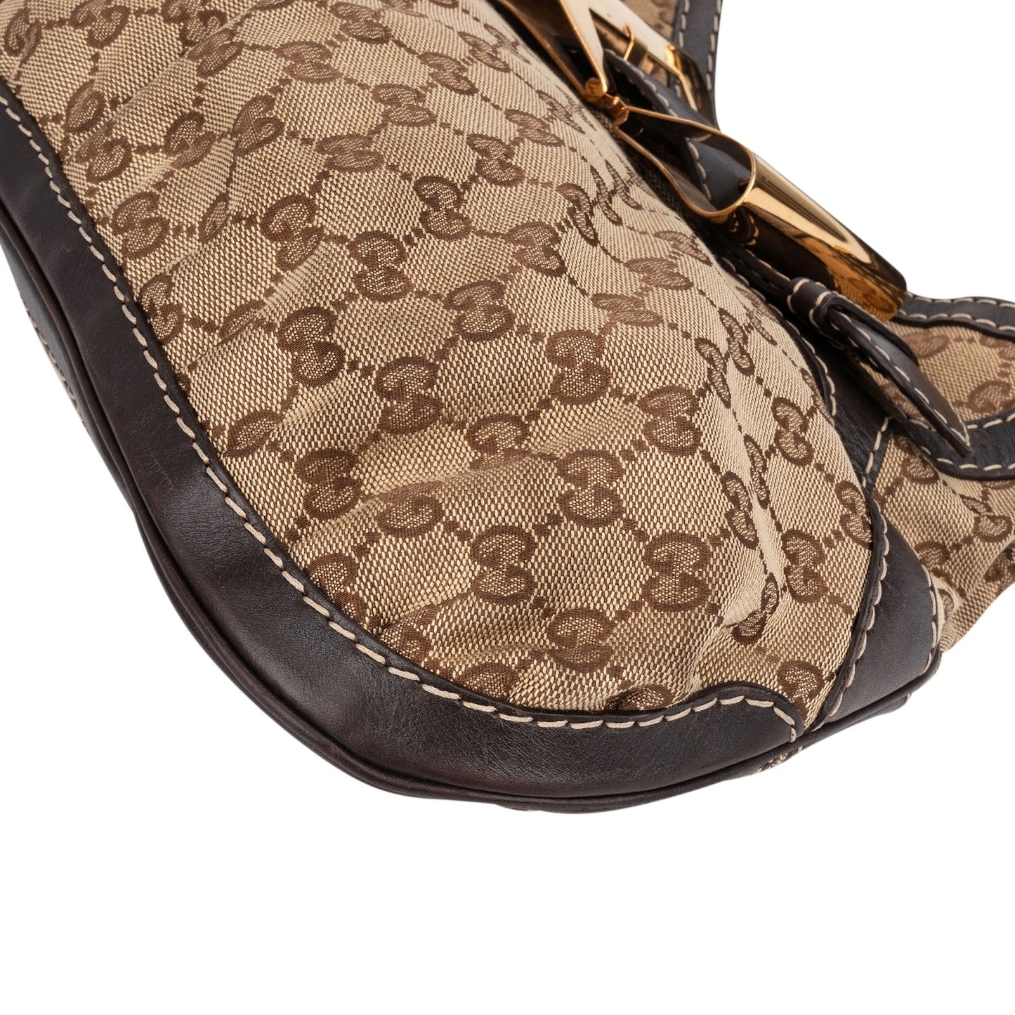 Gucci Monogram GG Large Buckle Hobo Shoulder Bag