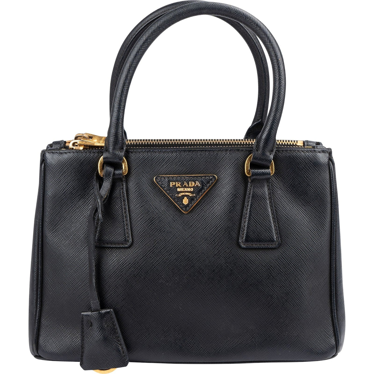 Prada Small Galleria aus schwarzem Saffiano-Leder – Vorderansicht