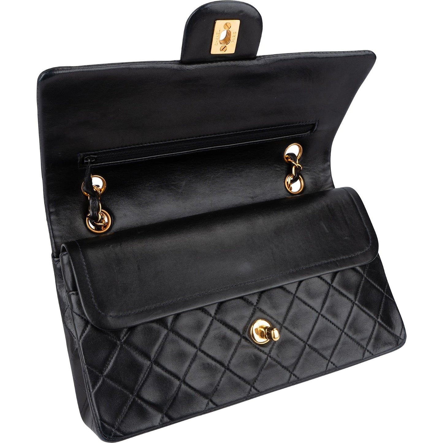 Chanel Quilted Lambskin 24K Gold Medium Double Flap Shoulder Bag