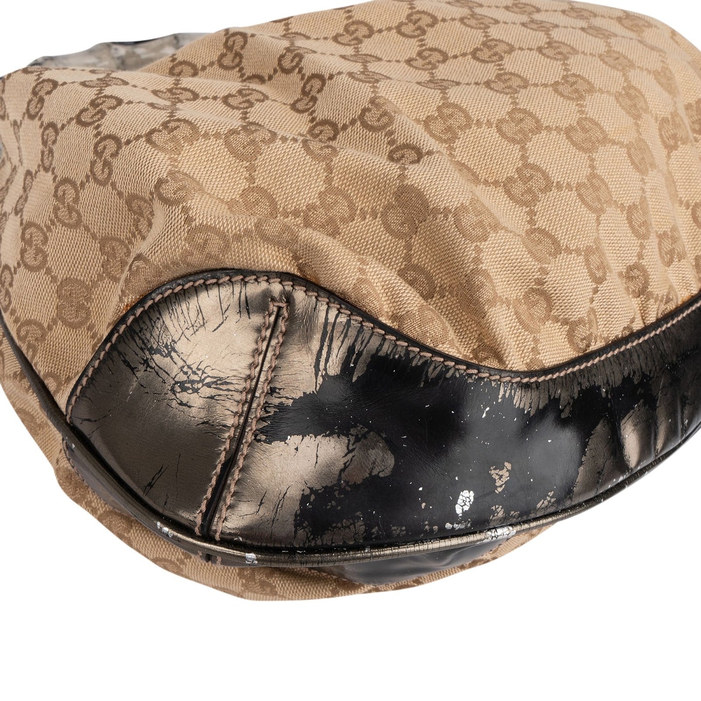 Gucci Monogram GG Bamboo Handle Shoulder Bag