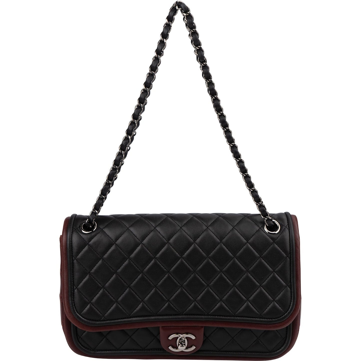 Chanel Quilted Lambskin Bicolor Jumbo Single Flap Shoulder Bag