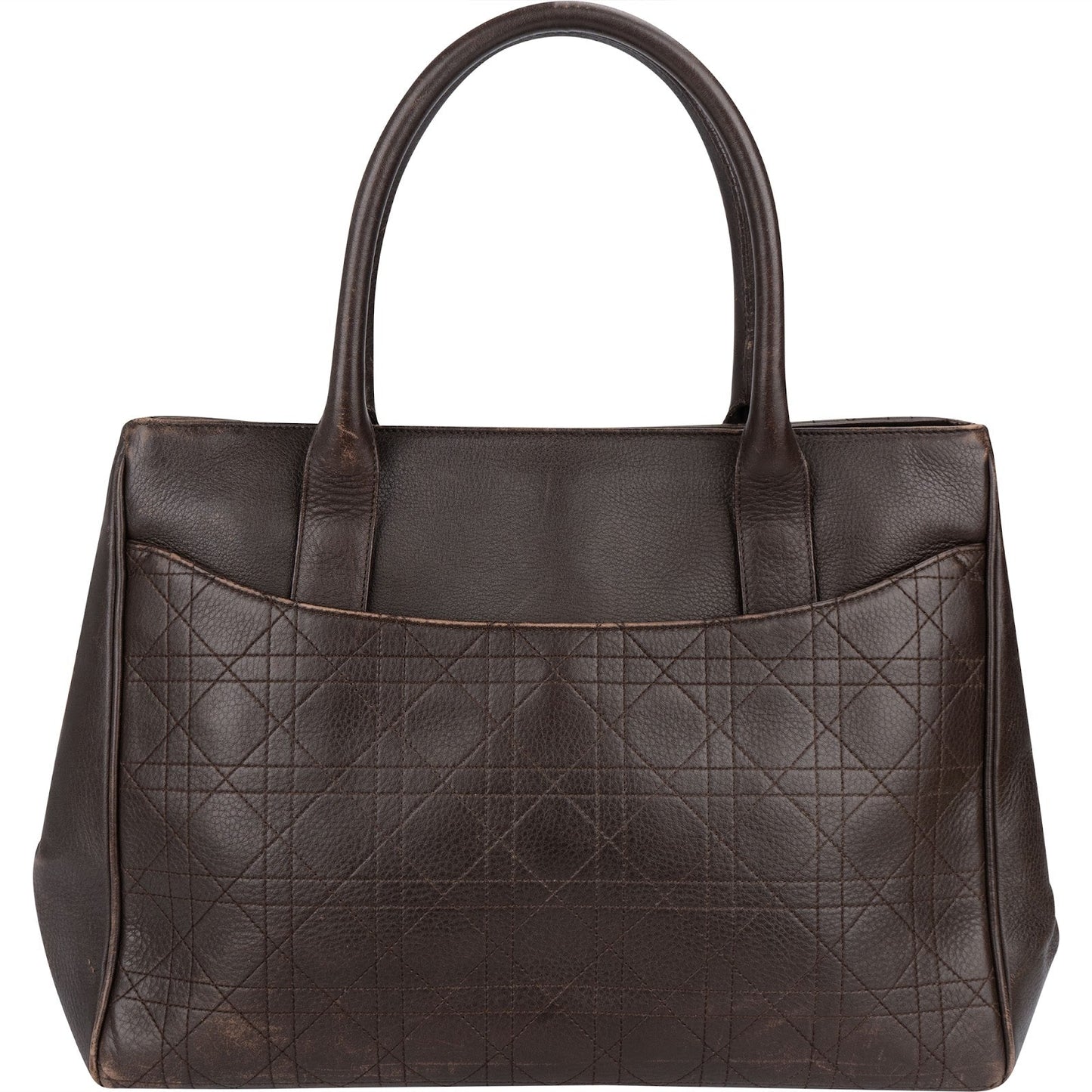 Christian Dior Quilted Cannage Leather D Buckle Shopping Tote Handbag