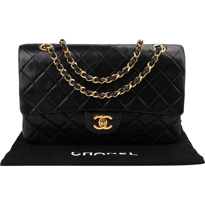 Chanel Quilted Lambskin Medium 24K Gold Double Flap Shoulder Bag