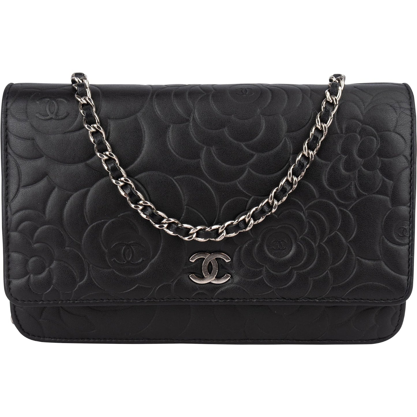 Chanel Camellia Lambskin Wallet On Chain Crossbody Bag