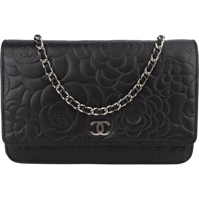 Chanel Camellia Lambskin Wallet On Chain Crossbody Bag