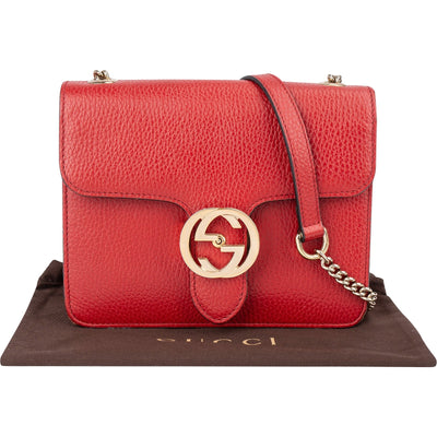 Gucci Grained Leather Interlocking GG Small Crossbody Bag