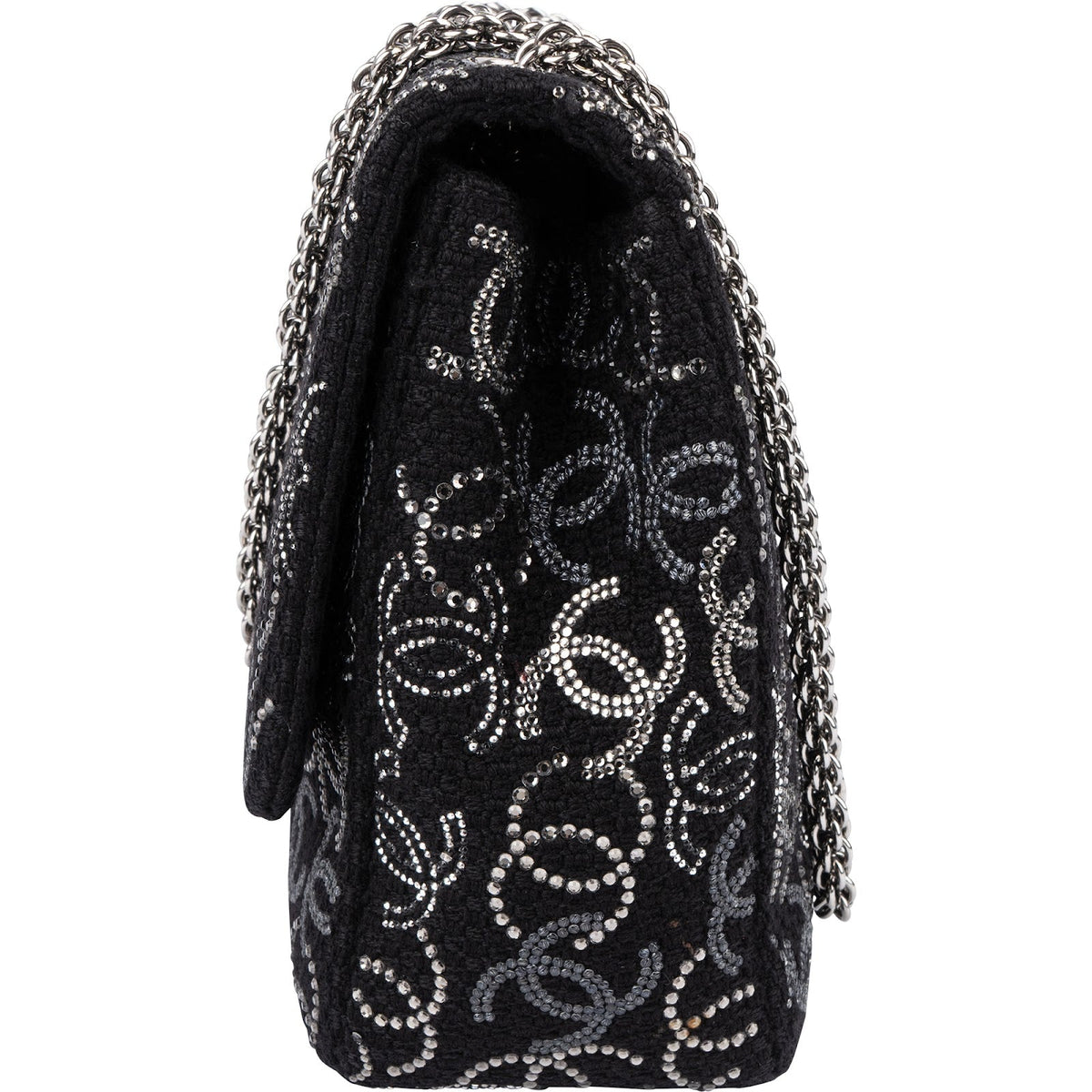 Chanel Sequin CC Jumbo Double Flap aus Tweed – Ansicht 5