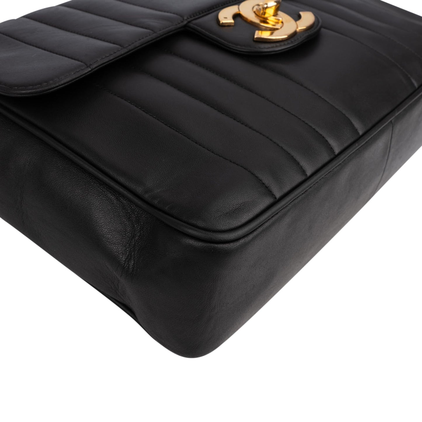 Chanel Vertical Quilted Lambskin 24K Gold Jumbo Single Flap Crossbody Bag