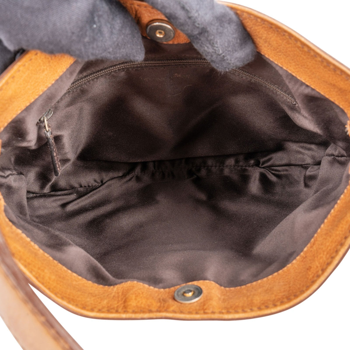 Yves Saint Laurent Leather Stitched Emblem Hobo Shoulder Bag