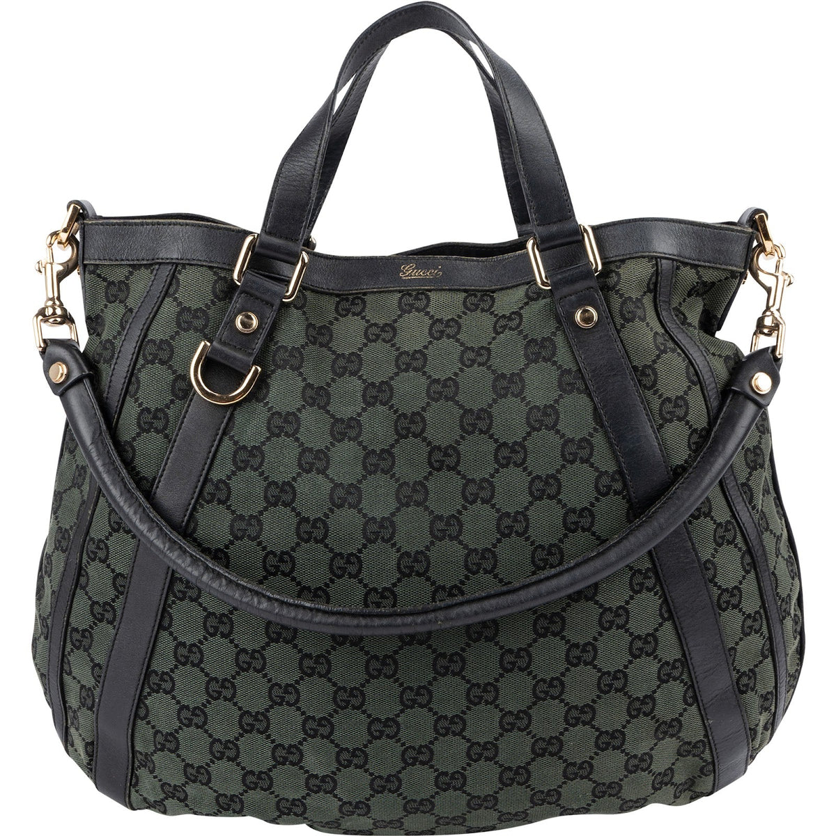Gucci Green Monogram GG Canvas Hobo Handbag