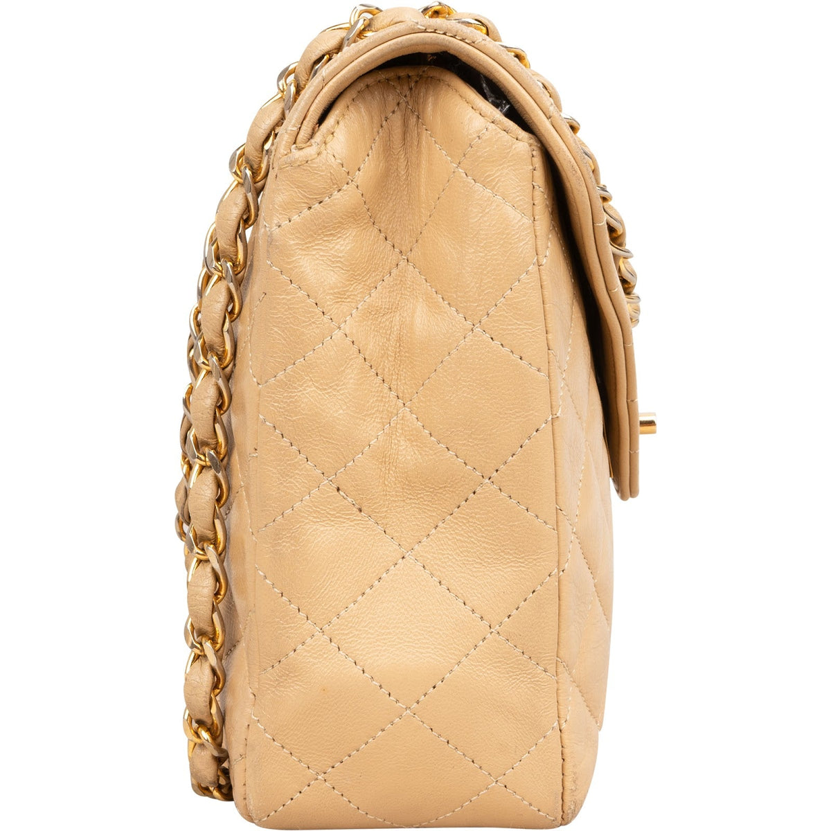 Chanel Quilted Lambskin 24K Gold Single Flap Shoulder Bag