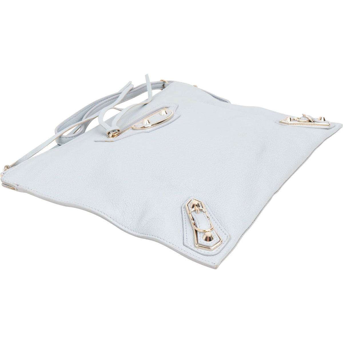 Balenciaga Light Blue Pebbled Leather City Clutch