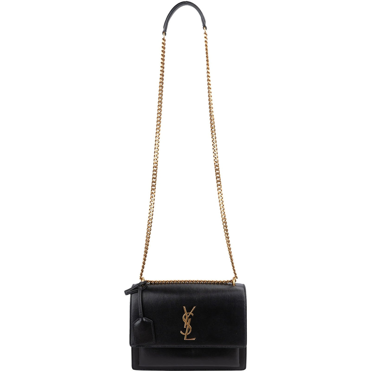 Saint Laurent Black Leather Sunset Medium Crossbody Bag