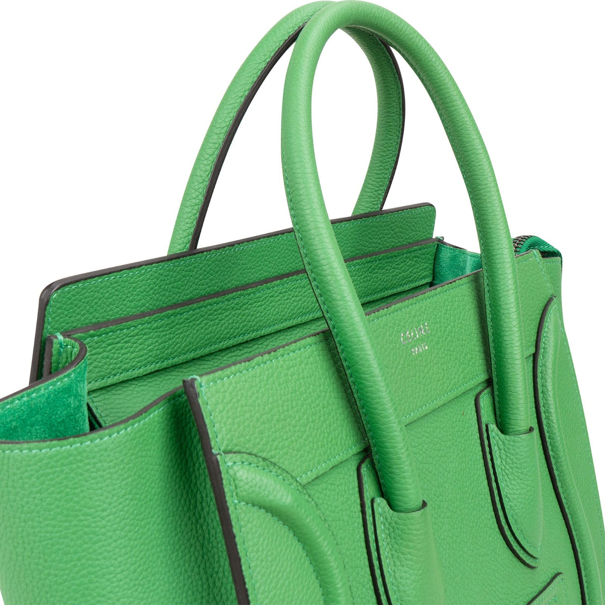 Céline Green Grained Calfskin Luggage Handbag