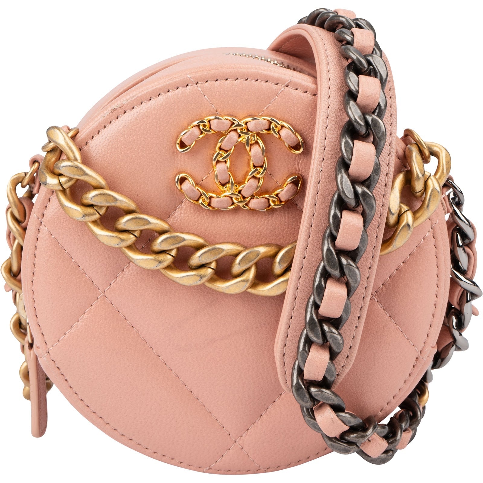 Chanel 19 Quilted Lambskin Round Crossbody Bag