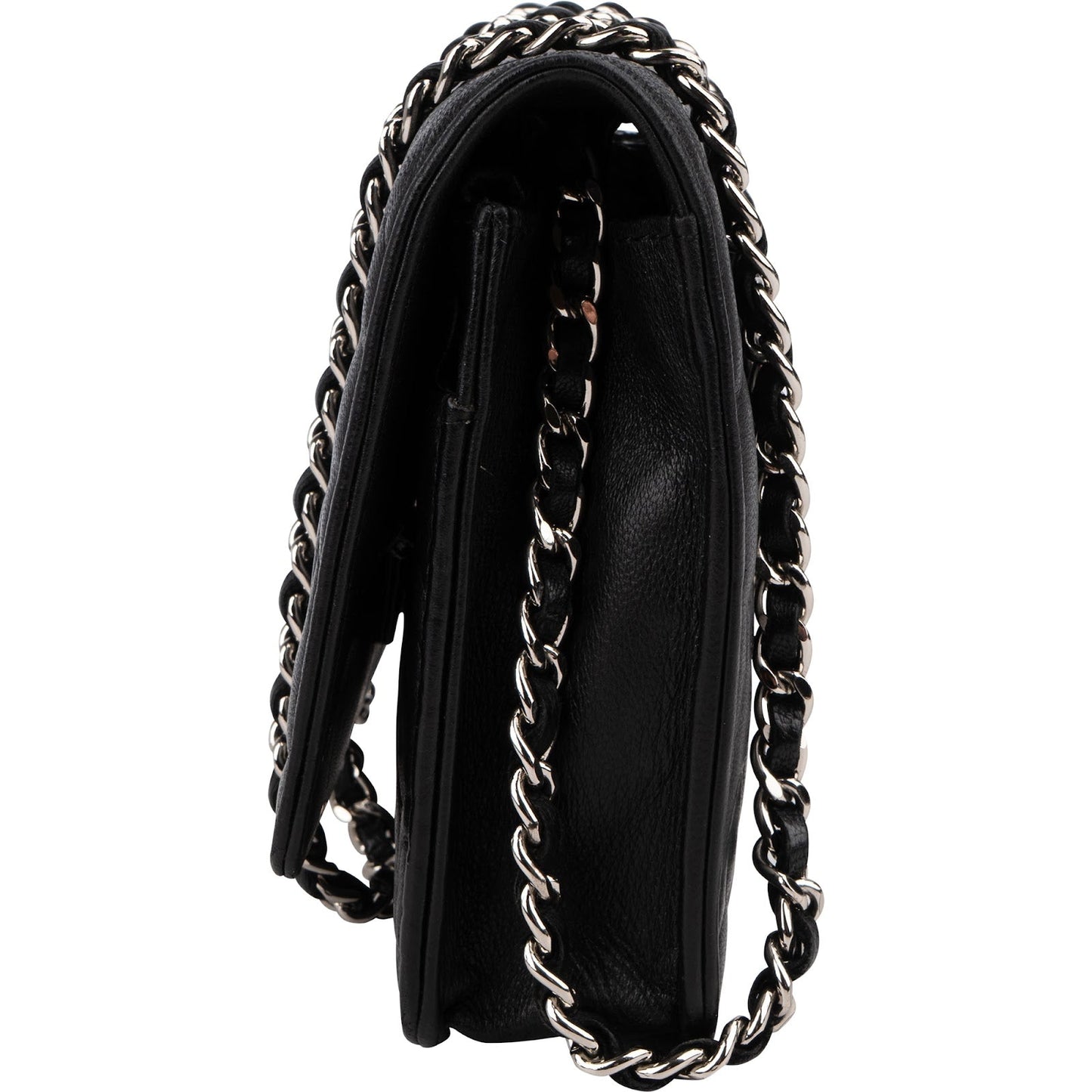 Chanel Camellia Embossed Lambskin Wallet On Chain Crossbody Bag