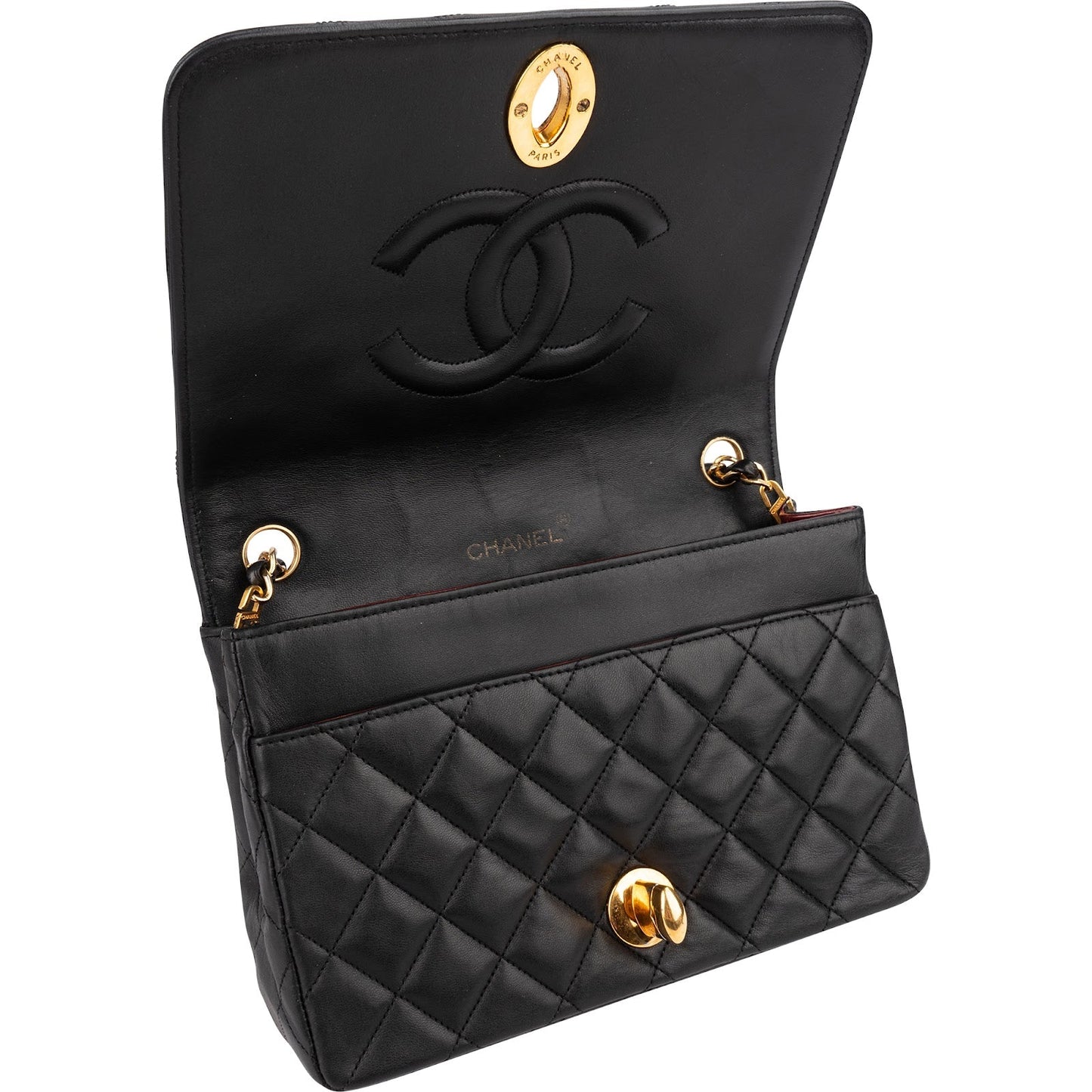 Chanel Quilted Lambskin 24K Gold Single Flap Shoulder Bag