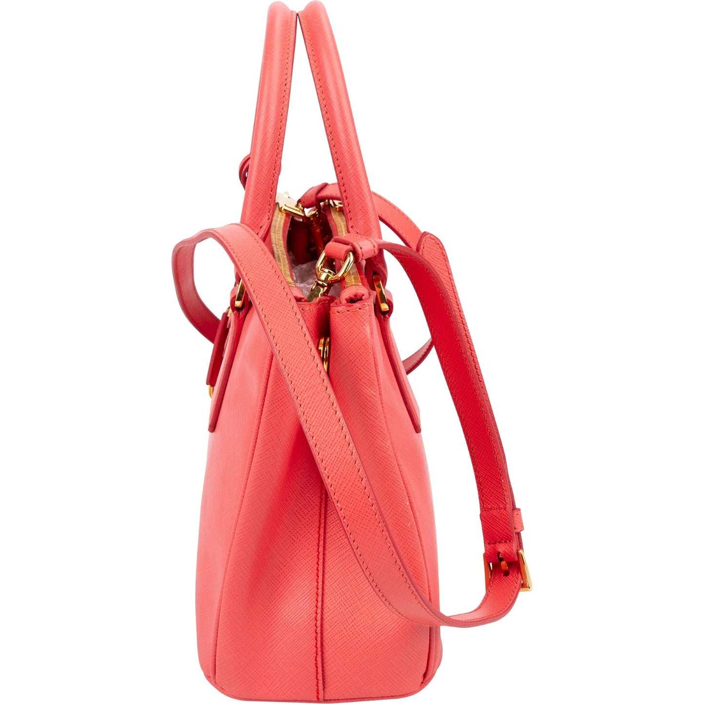 Prada Pink Saffiano Leather Small Galleria Handbag