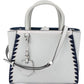 Fendi Blue Leather FF 2Jours Whipstitch Tote Handbag
