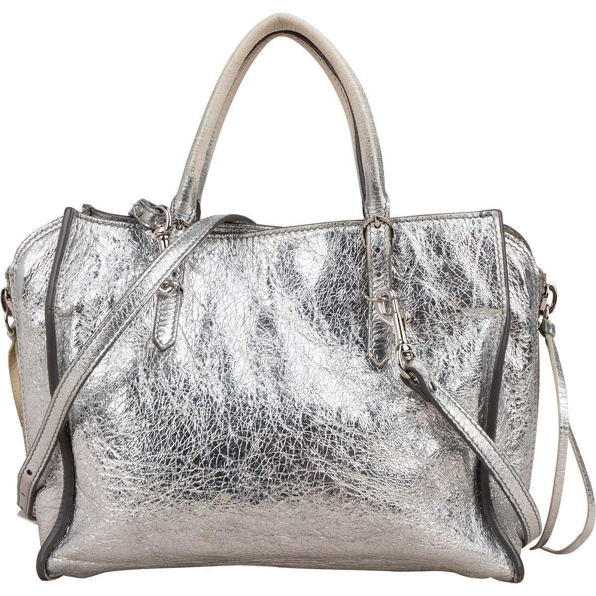 Balenciaga Metallic Crinkled Leather Small City Crossbody Handbag