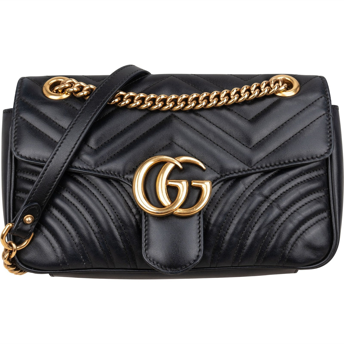 Gucci Chevron Leather GG Marmont Camera Crossbody Bag
