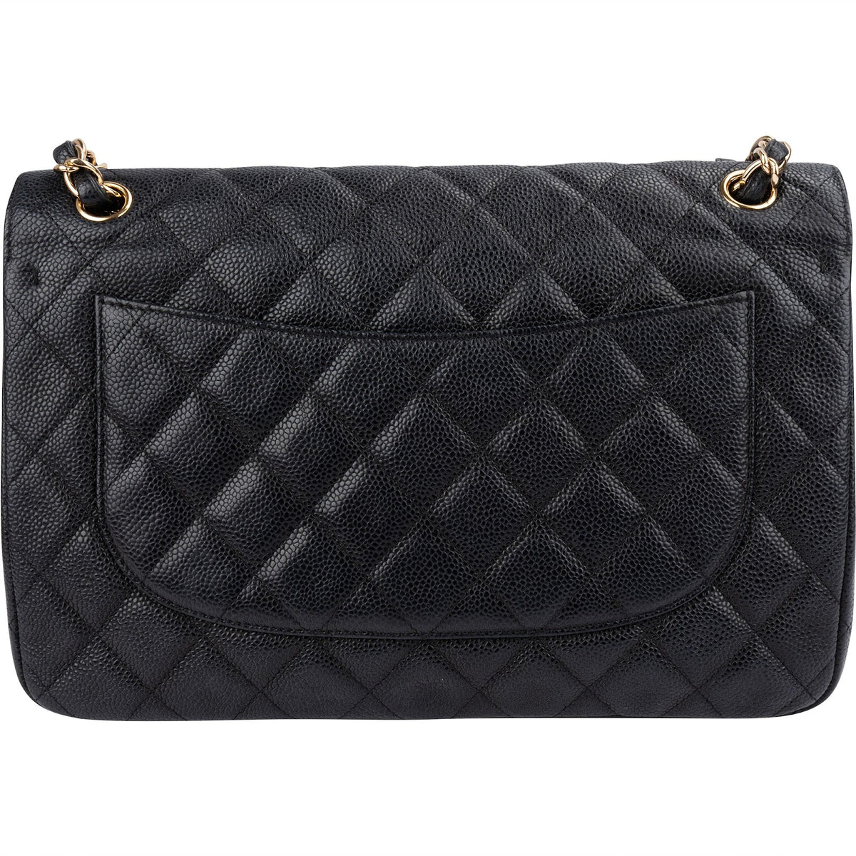 Chanel Quilted Caviar Leather Palladium Jumbo Double Flap Crossbody Bag