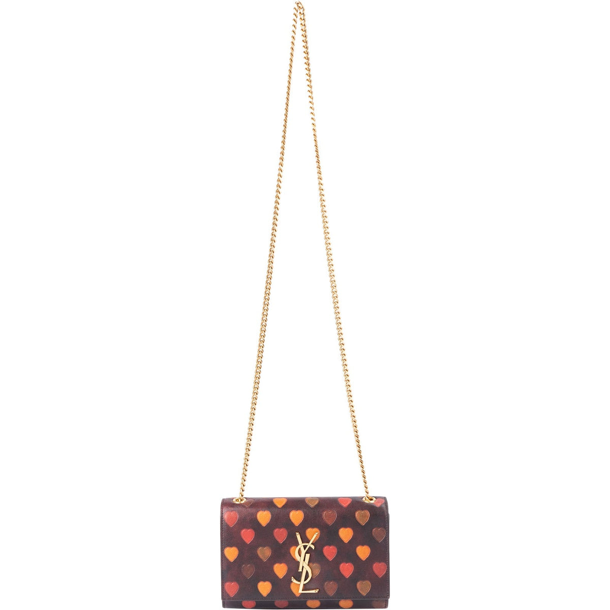 Saint Laurent Leather Heart Print Kate Crossbody Bag