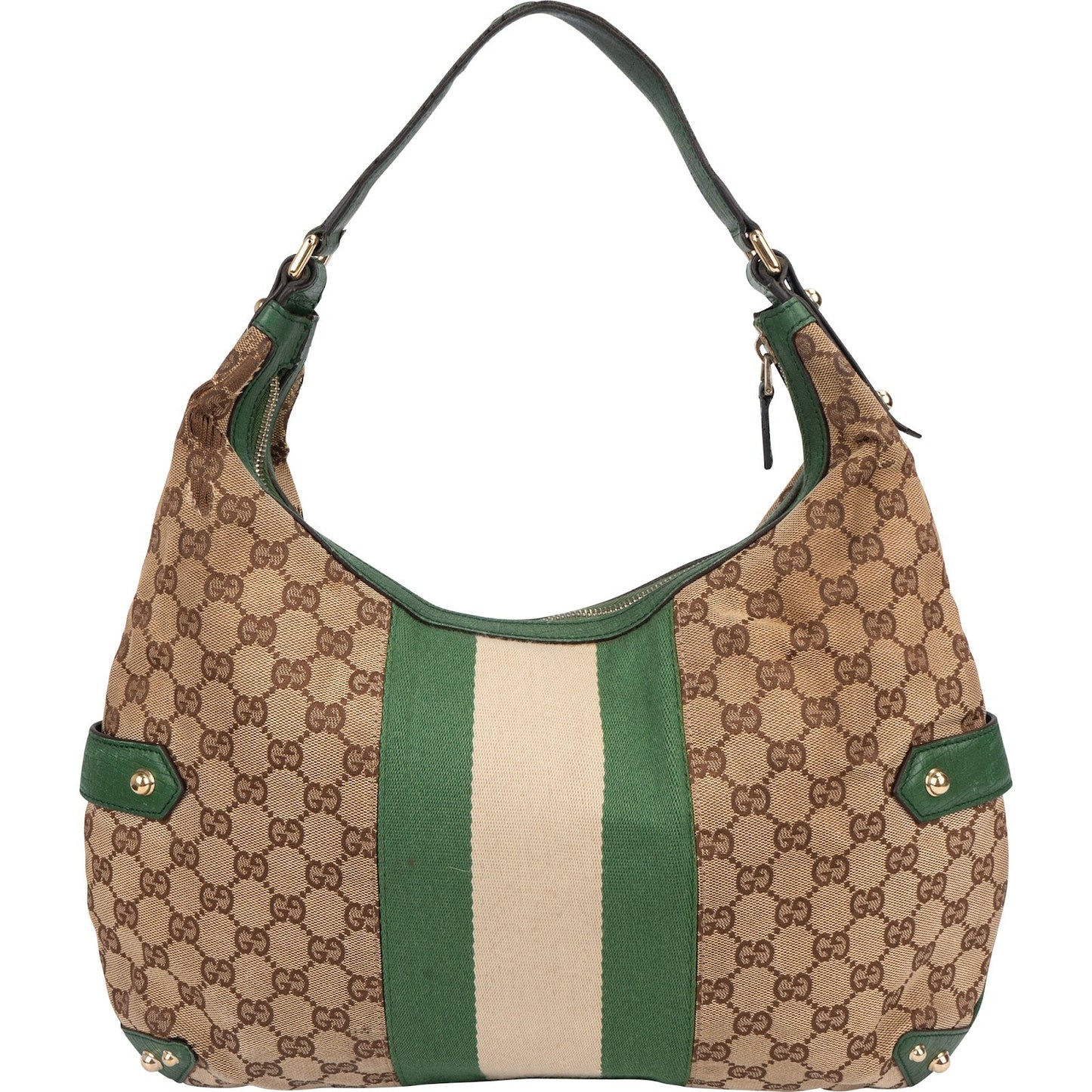 Gucci Monogram GG Web Stripe Horsebit Hobo Shoulder Bag