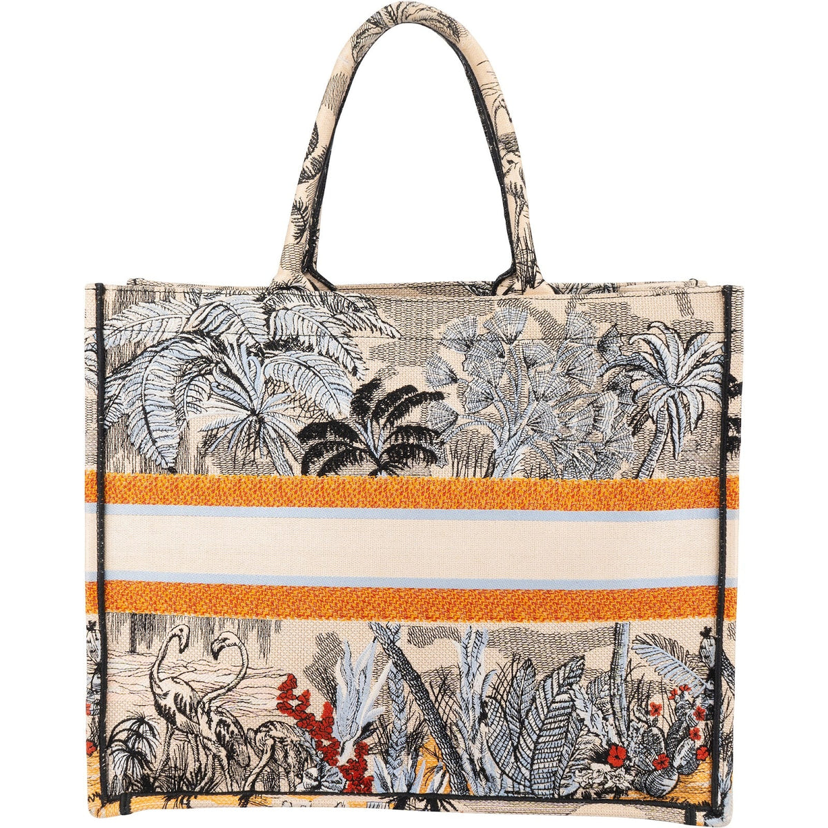 Christian Dior Embroidered Canvas Dioriviera Tropical Book Tote Handbag