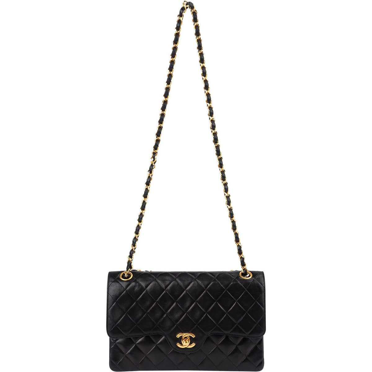 Chanel Quilted Lambskin 24K Gold Jumbo Double Flap Shoulder Bag