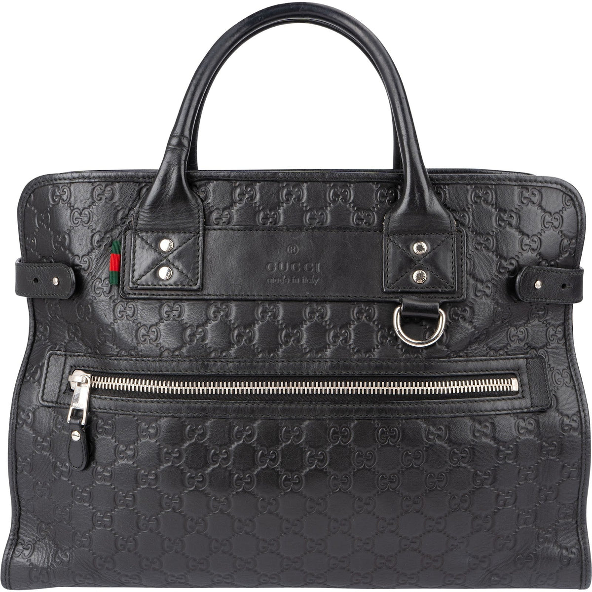 Gucci Guccissima Leather Web Detail Briefcase Handbag