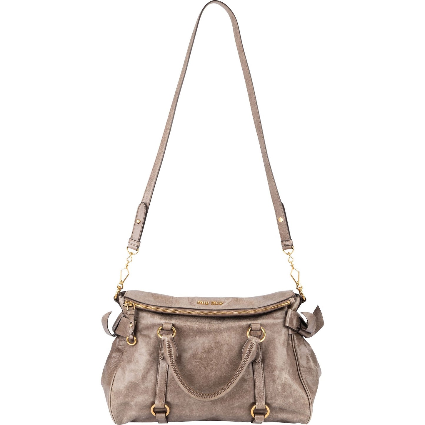 Miu Miu Vitello Lux Leather Bow Handbag