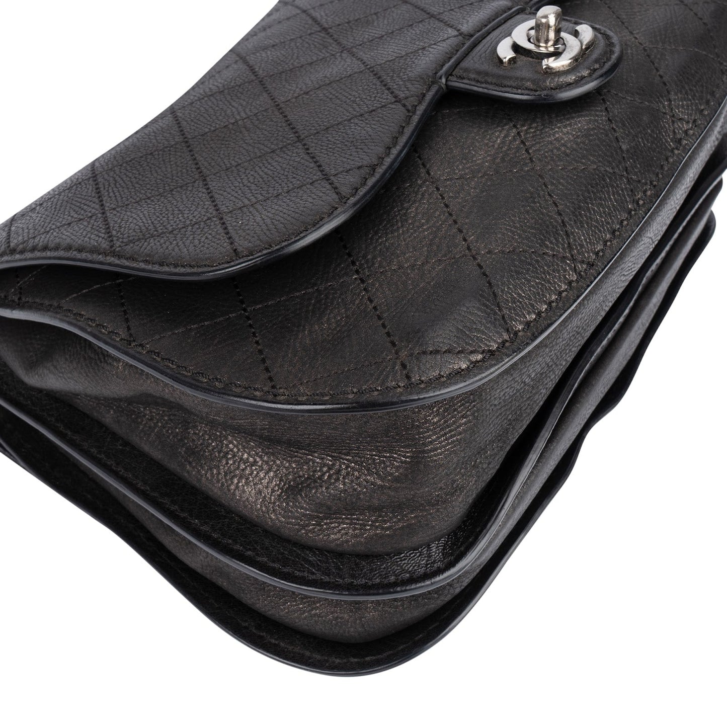 Chanel Quilted Leather Half Moon Single Flap Crossbody Bag