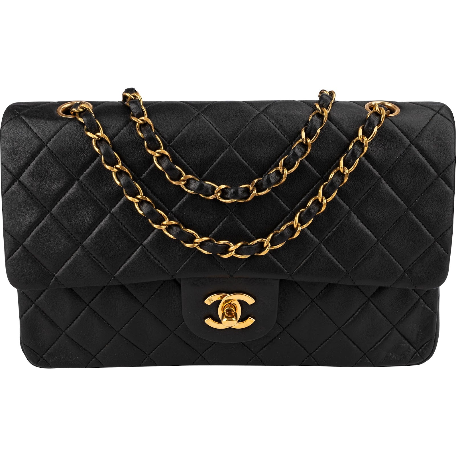 Chanel Quilted Lambskin 24K Gold Medium Double Flap Shoulder Bag