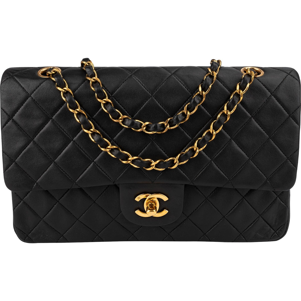 Chanel Quilted Lambskin 24K Gold Medium Double Flap Shoulder Bag