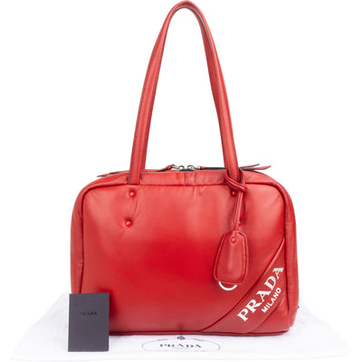 Prada Red Padded Soft Calfskin Shoulder Bag