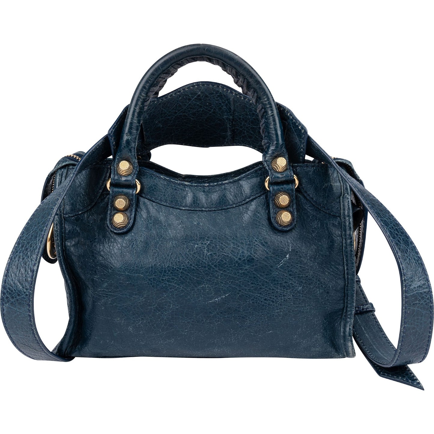 Balenciaga Blue Leather Mini City Handbag