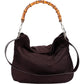 Gucci Leather Nylon Bamboo Top Handle Hobo Shoulder Bag