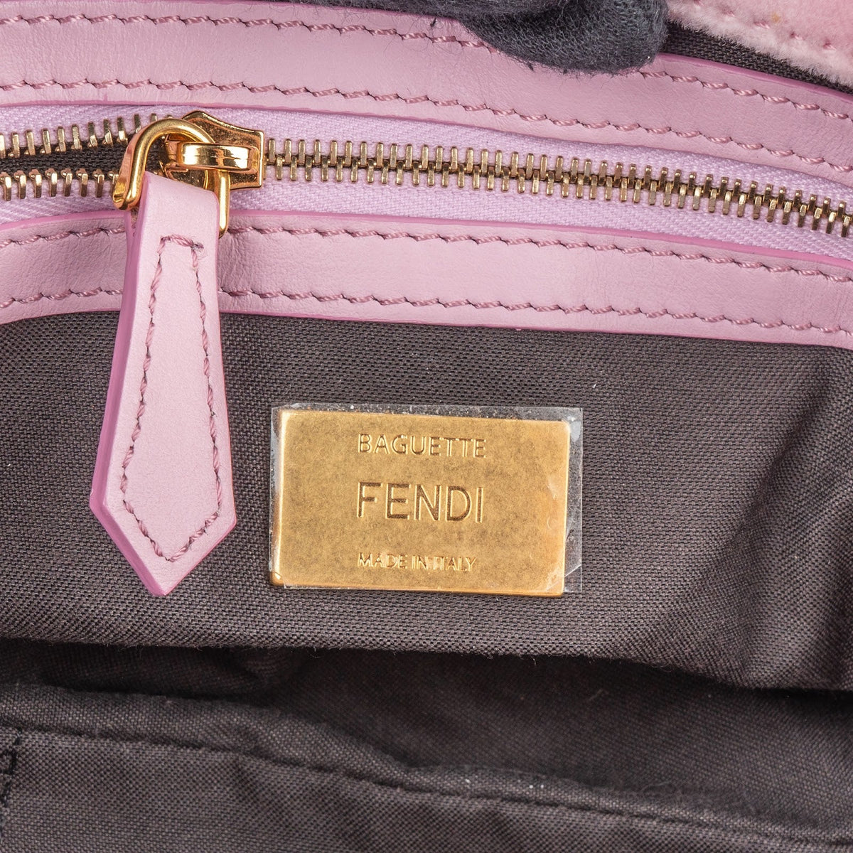Fendi Monogram FF Embossed Suede Baguette Crossbody Handbag