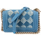 Chanel Denim Frayed Chevron Pleated Small Boy Crossbody Bag
