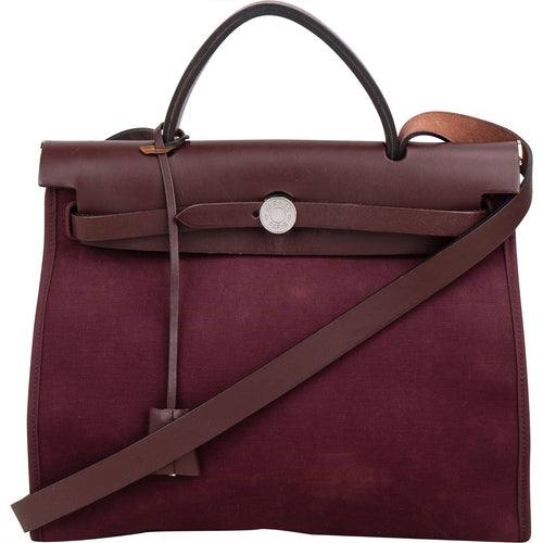 Hermès Classic Cotton Herbag 31 Maroon Zip Crossbody Handbag