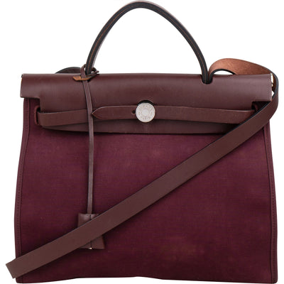 Hermès Classic Cotton Herbag 31 Maroon Zip Crossbody Handbag