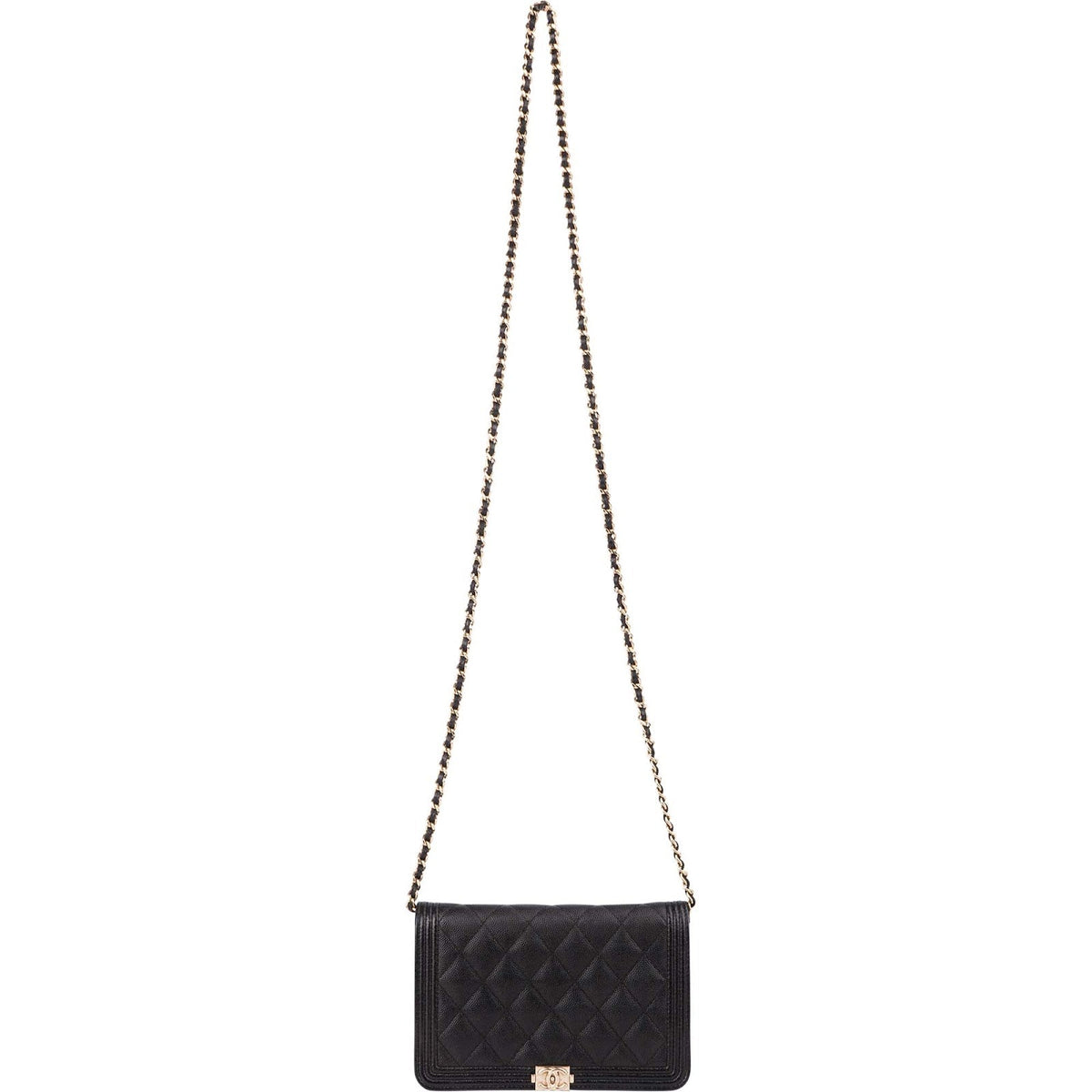 Chanel Quilted Caviar Leather Wallet On Chain Boy Crossbody Bag
