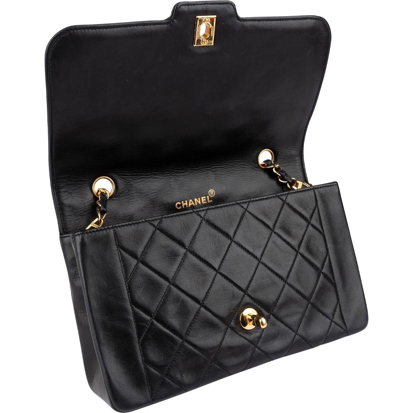 Chanel Quilted Lambskin 24K Gold Single Flap Crossbody Bag