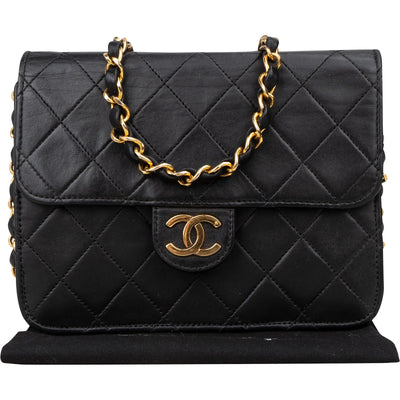 Chanel Quilted Lambskin Small 24K Gold Single Flap Shoulder Bag