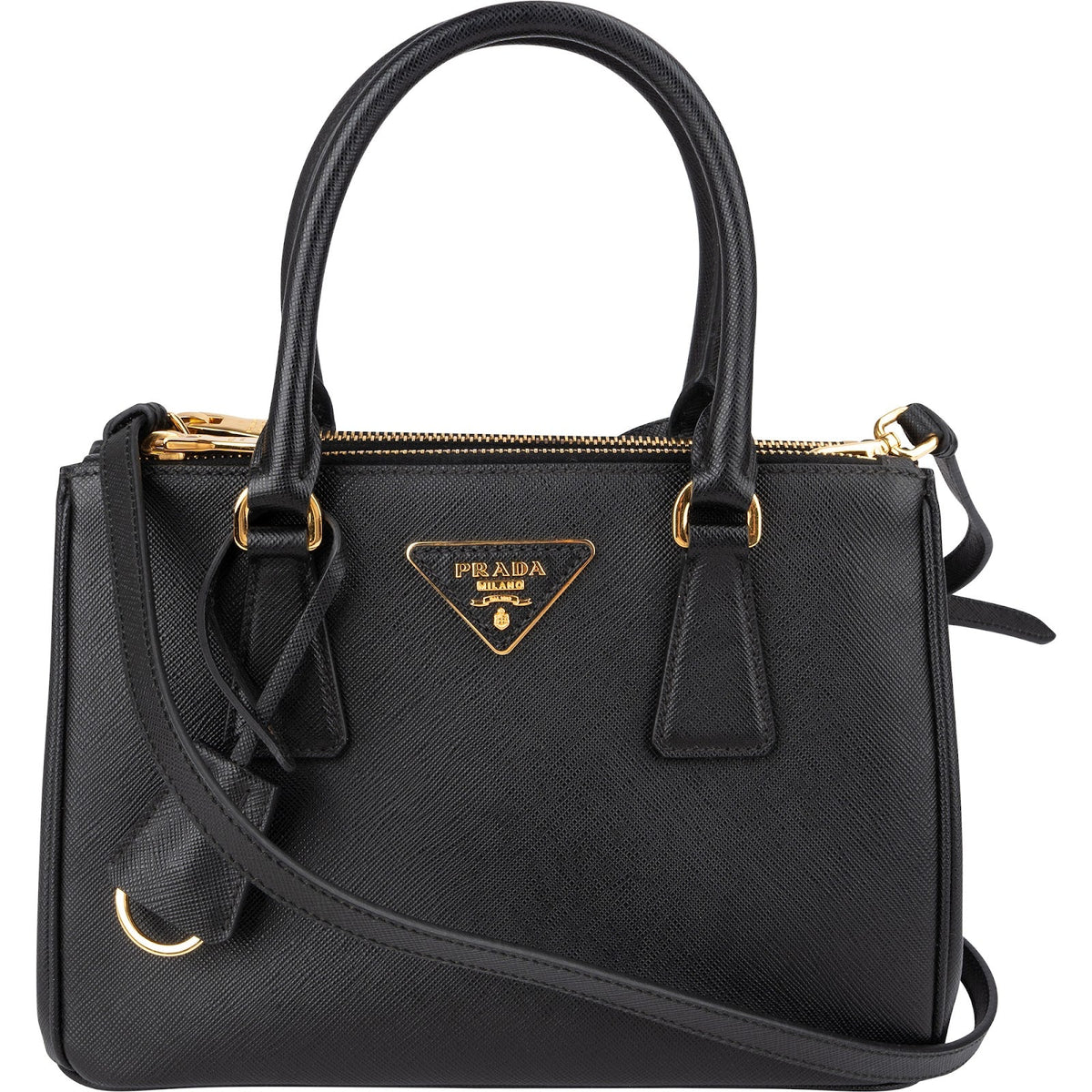 Prada Black Saffiano Leather Small Galleria Handbag