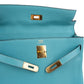 Hermès Taurillon Clemence Leather Gold Kelly 32 Handbag Blue Saint-Cyr