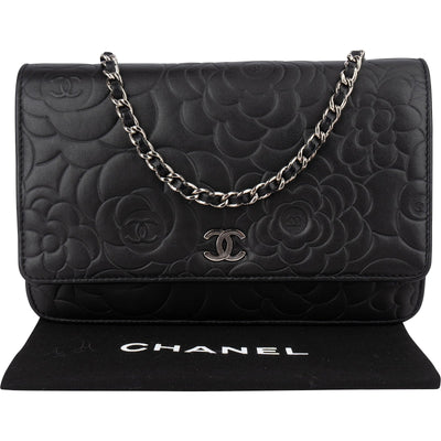 Chanel Camellia Lambskin Wallet On Chain Crossbody Bag